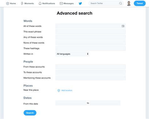 Twitter advabced search